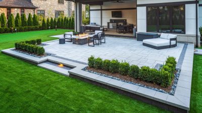 Elevated Modern Patio | Patio pavers design, Modern backyard ...