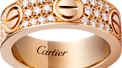 CRB4094300 - LOVE ring, 6 diamonds - Rose gold, white gold, diamonds ...