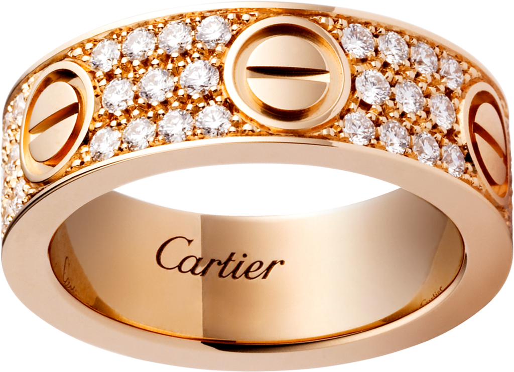 CRB4094300 - LOVE ring, 6 diamonds - Rose gold, white gold, diamonds ...