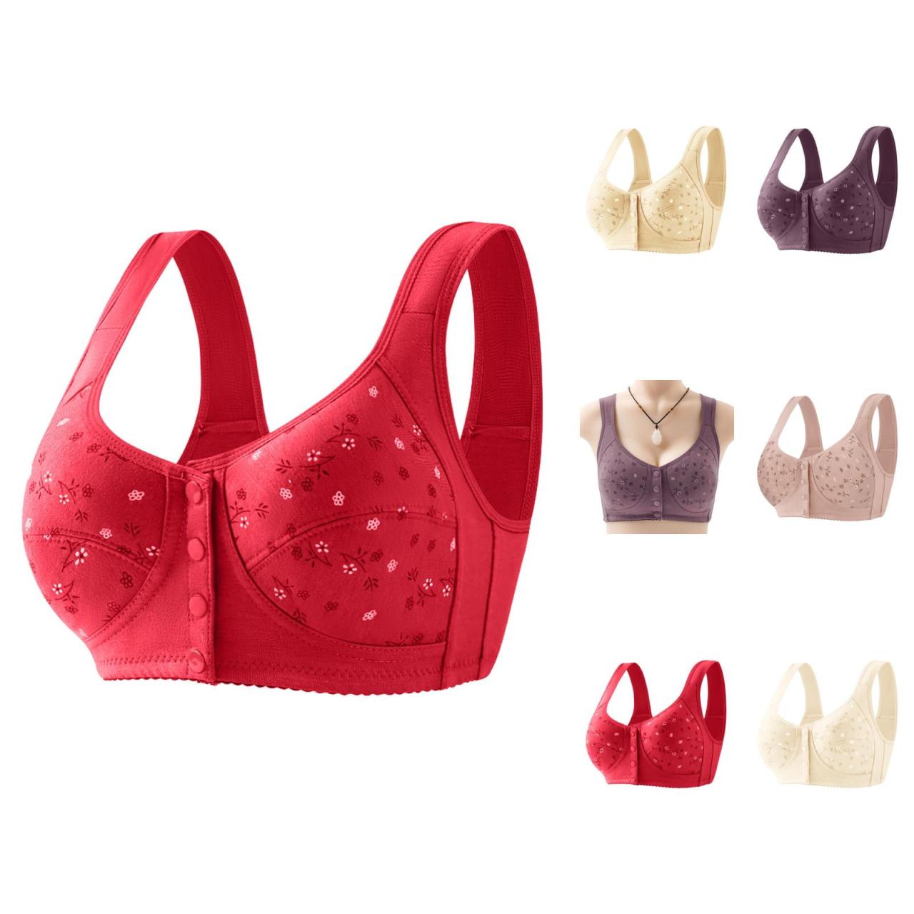 Front Closure Bras for Older Women Front Snap Plus Size Wireless Wide ...