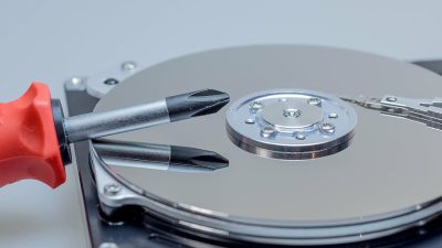 HD wallpaper: red handled screwdriver on gray surface, hard drive, hdd ...