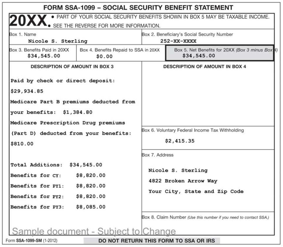 Form SSA-1099 Instructions - Social Security Benefits