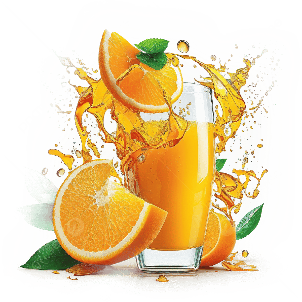 Fresh Orange Fruit With Leaf Watercolor Painting Illustratio